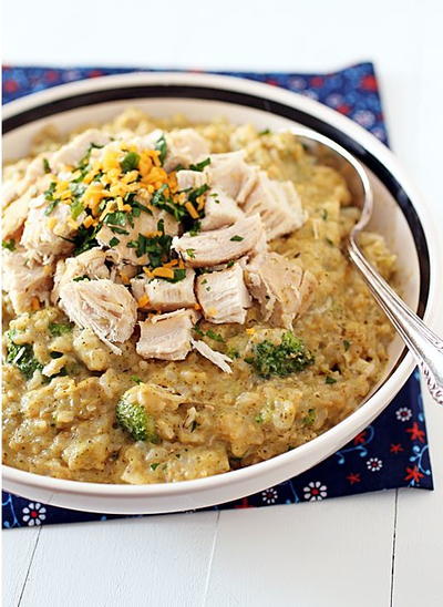 Slow Cooker Cheddar Chicken, Broccoli and Rice