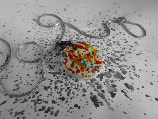 Splatter Paint Necklace Pendant