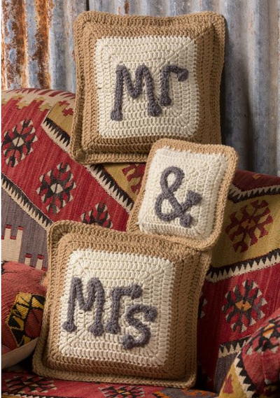 Mr & Mrs Crochet Pillows