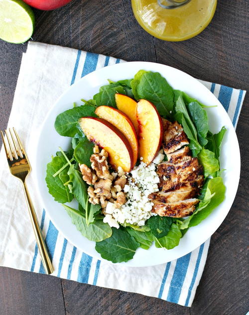 Grilled Chicken, Nectarine and Walnut Salad