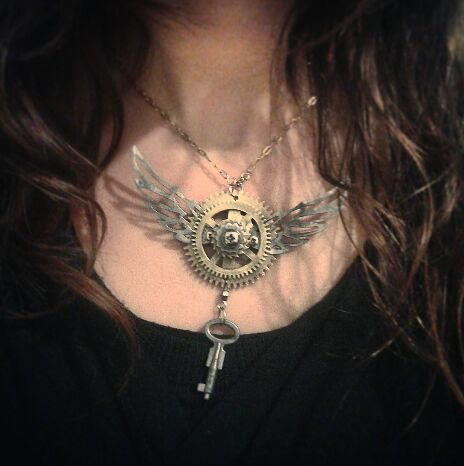 Winged Steampunk Statement Necklace