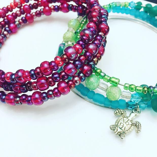 Beaded Memory Wire Wrap Bracelet