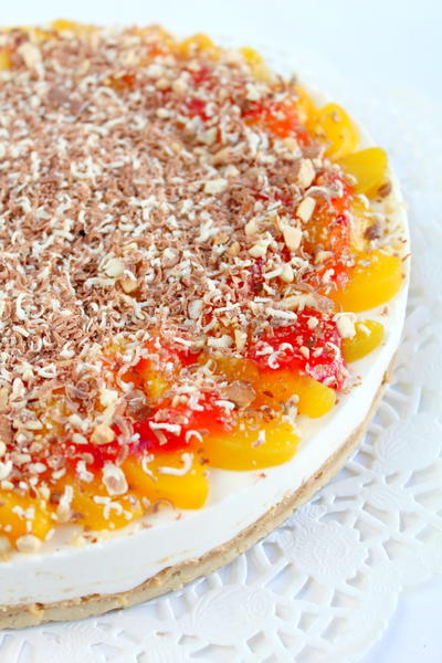 No Bake Peach Raspberry Cheesecake