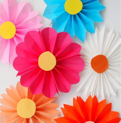Accordion Fold Paper Flowers for Kids