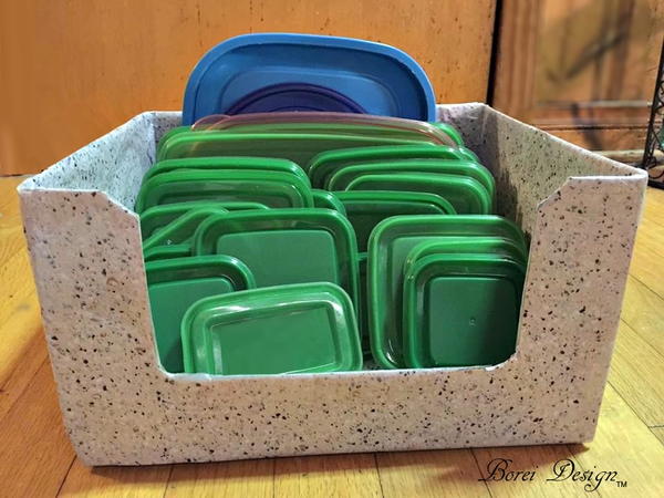 Easy, Recycled, DIY Food Container Lid Storage Solution