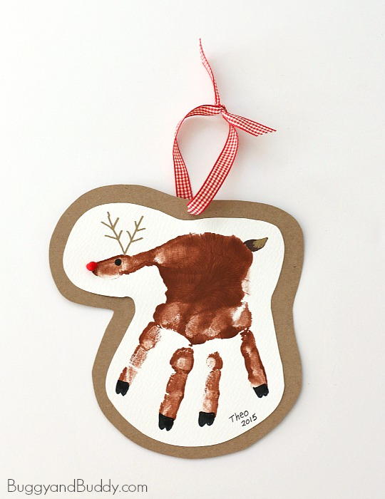 Handprint christmas ornaments – another fun gift « ally's helpful hints Reindeer Ornament Craft for Kids | AllFreeKidsCrafts.com