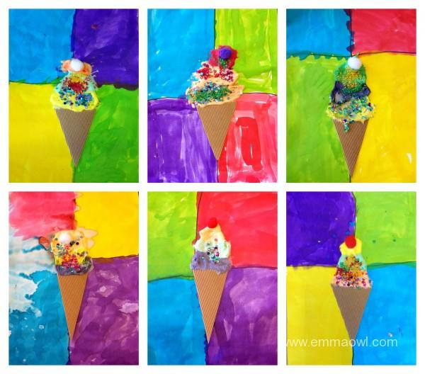 Puffy Paint Ice Creams and Watercolors