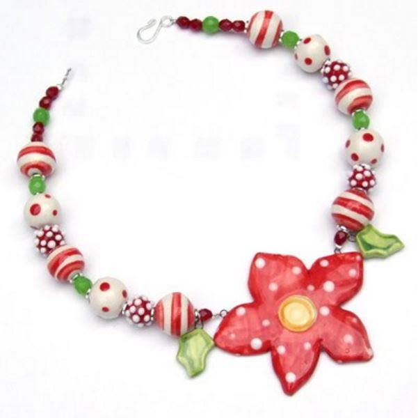 Ceramic Poinsettia Necklace