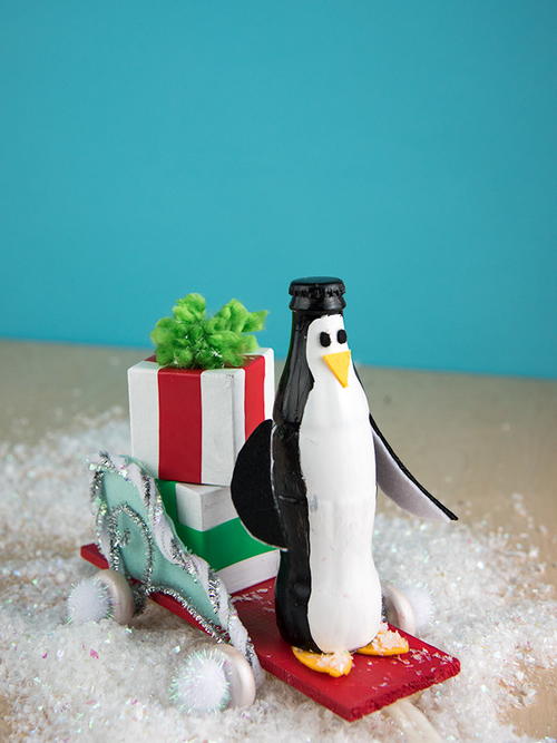 Handmade Pull-Along Bottle Penguins
