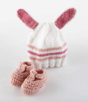Baby Bunny Knit Hat and Booties