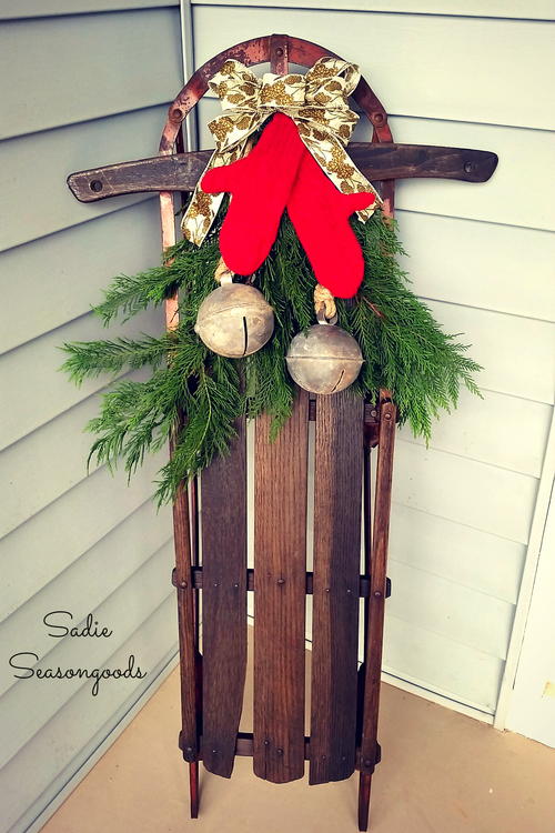 Thrift Shop Sled and Mittens | AllFreeHolidayCrafts.com