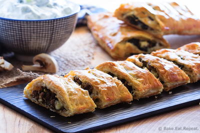 Simple Beef, Spinach and Mushroom Strudel