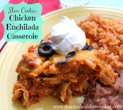 Slow Cooker Chicken Enchilada Casserole