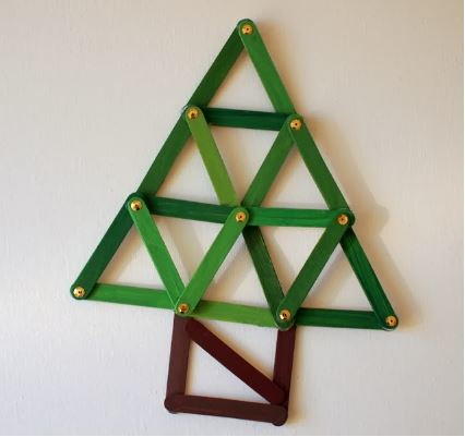 Geometric Popsicle Stick Christmas Tree Ornament Craft