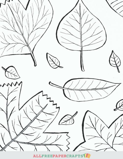 Download Cascading Fall Leaves Printable Coloring Pages | AllFreePaperCrafts.com