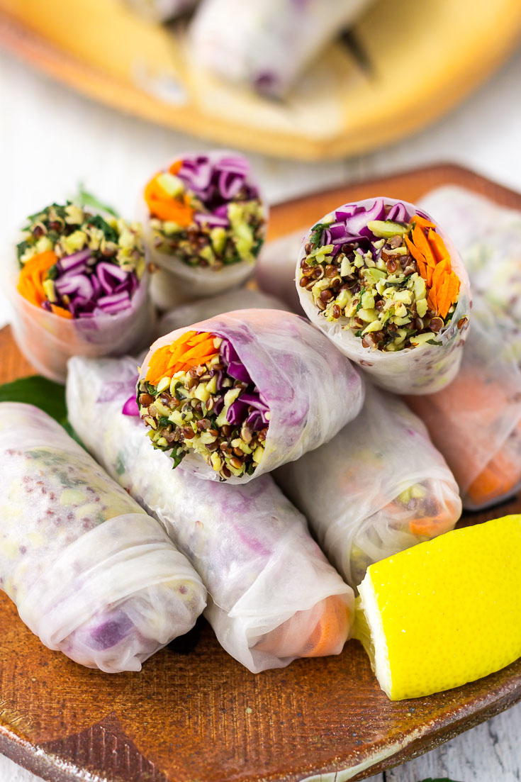 Power Veggie Edamame Quinoa Summer Rolls