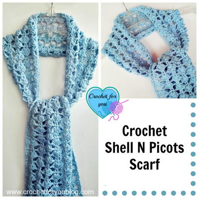 Crochet Shell N Picots Scarf