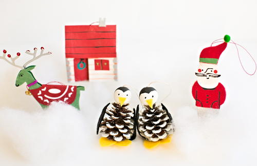 Pine Cone Penguin Kids Ornament Craft