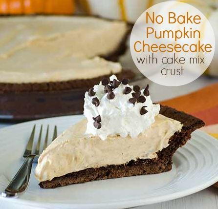 No-Bake Pumpkin Cheesecake with Cake Mix Crust