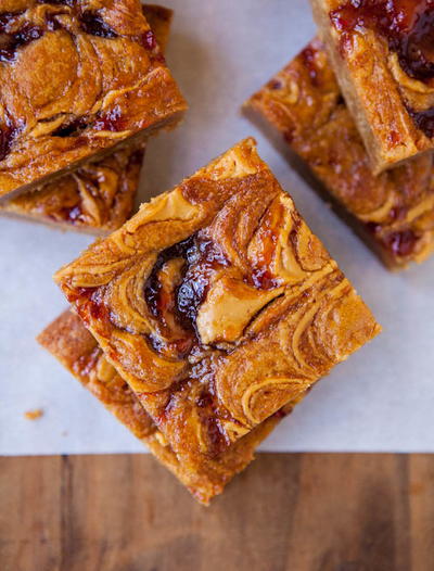 Peanut Butter and Jelly Blondies