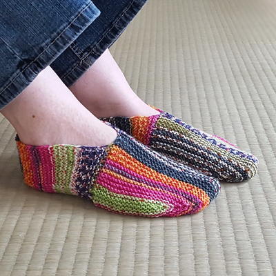 Rainbow Striped Knit Slipper Pattern