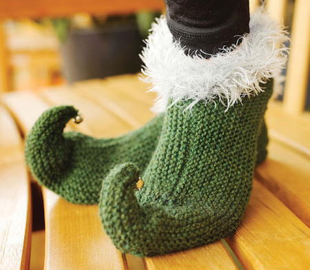 Jingle Bell Knitted Elf Slippers