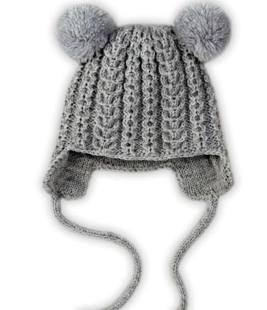 DINGDONGS CLOSET Baby Toddler Boys Girls Fleece Knit Lined Hat Kids Hat with Earflap Winter Fleece Hat Pom Pom Hat