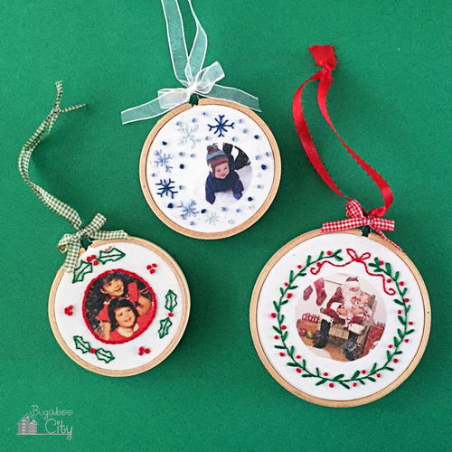 Embroidered Photo DIY Christmas Ornaments