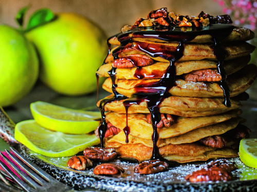 Lemon-Pecan Pancakes with Southern Comfort Molasses