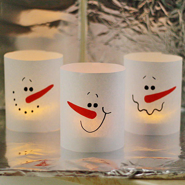 3-Minute Paper Snowman Luminaries