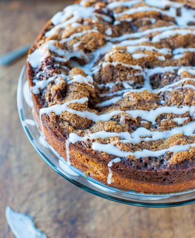 Cinnamon Roll Coffee Cake with Cream Cheese Glaze