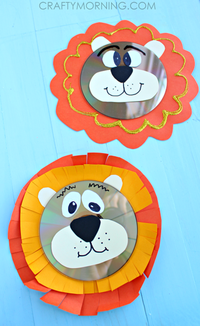 Wacky Recycled CD Lion Craft