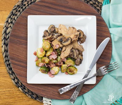 Mushroom Chicken Recipe with Roasted Brussels Sprouts