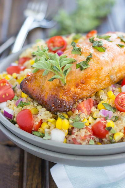 Honey Garlic Salmon Quinoa Bowl