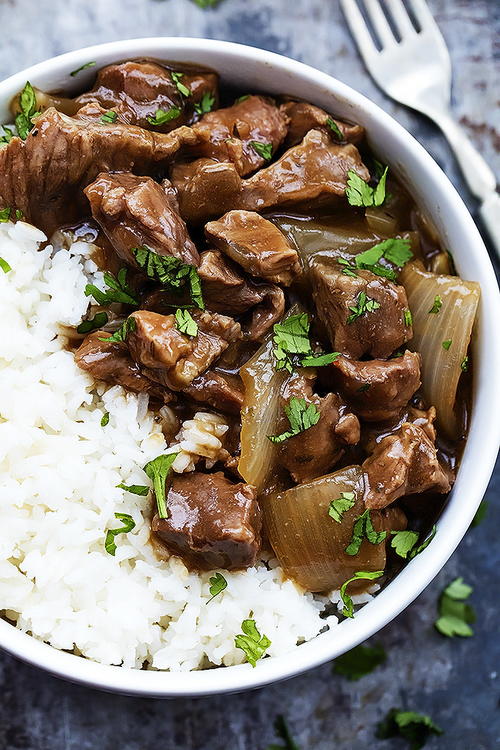 Slow Cooker Beef on Rice | AllFreeSlowCookerRecipes.com