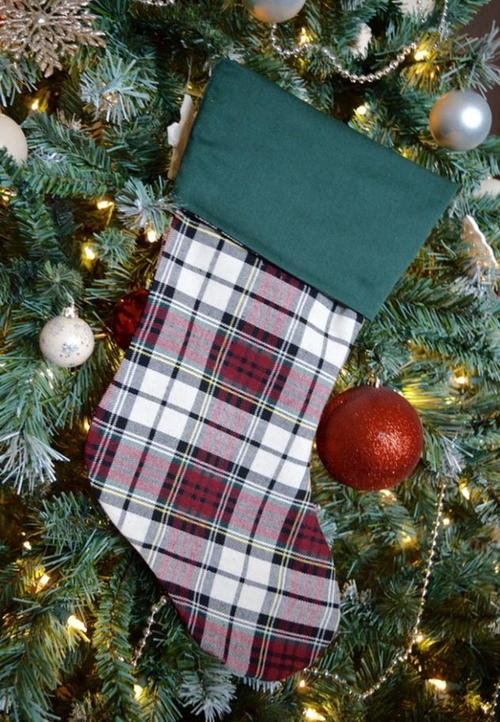 Plaid Christmas Stocking Pattern Plaid Christmas Stockings