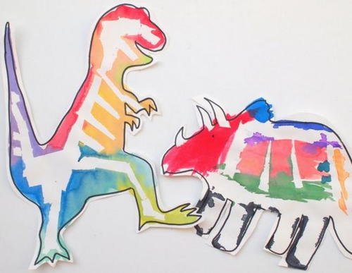 Painted Paper Dinosaur Crafts for Kids