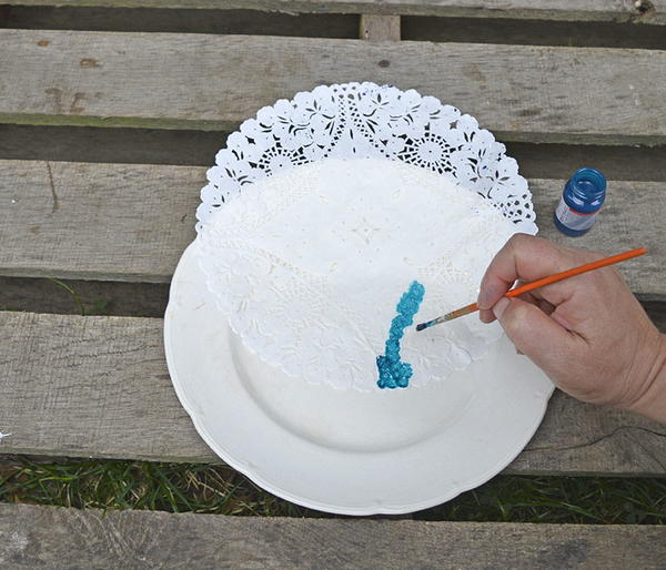 Doily Stenciled Plates