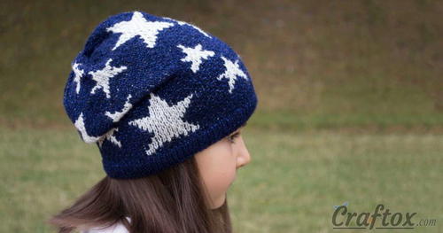 Slouchy Star Knit Beanie Pattern