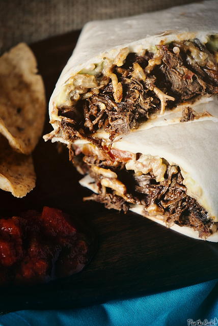 Slow Cooker Chipotle Beef Burritos