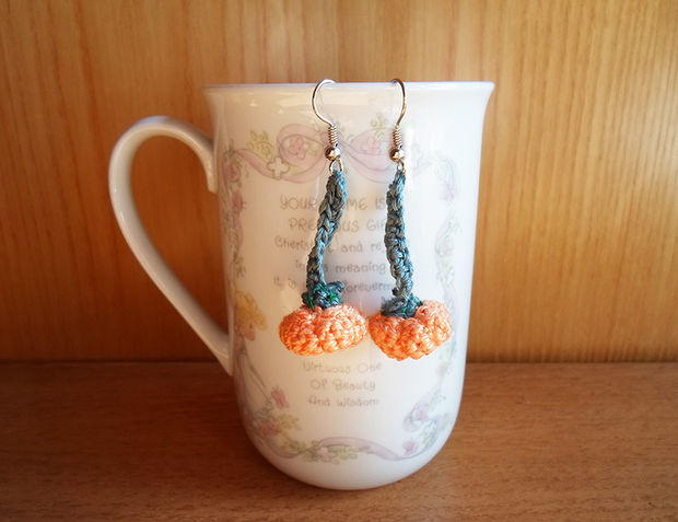 Adorable Pumpkin Crochet Earrings