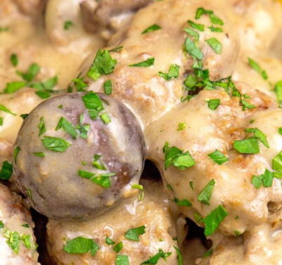 Savory Slow Cooker Meatball Stroganoff