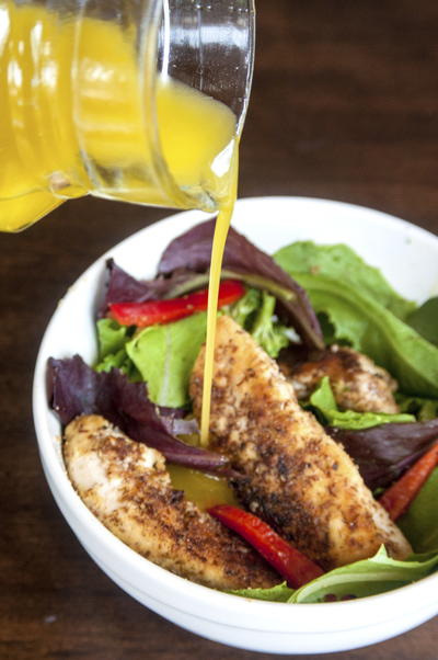 Chicken Tenders Salad with Honey Mustard Dressing