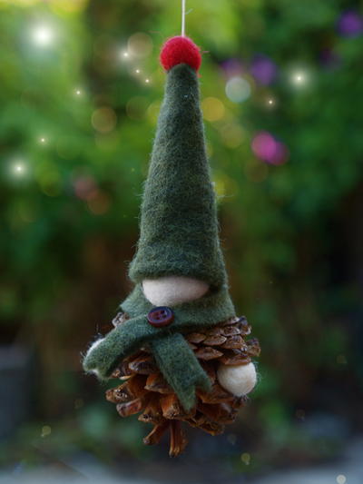 Felt and Pine Cone Gnome DIY Ornament