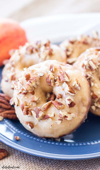 Apple Pecan Donuts with a Maple Glaze