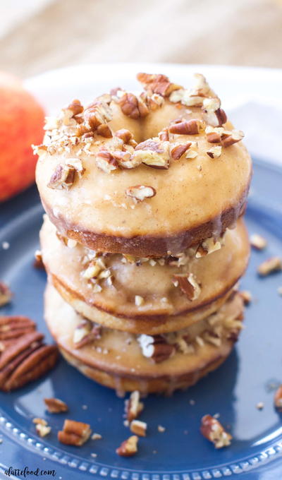 Warm Apple Pecan Donuts with a Maple Glaze
