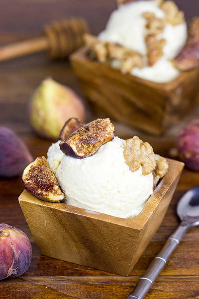 Honey Ice Cream with Roasted Figs