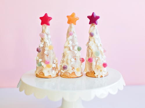 Festive Frosted Ice Cream Cone Christmas Tree
