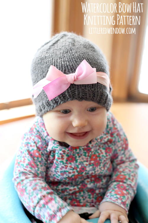 Watercolor Bow Hat Knitting Pattern