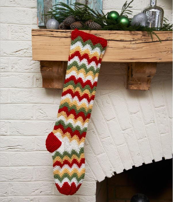 Fun Zigzag Christmas Stocking Pattern AllFreeChristmasCrafts Fun zigzag christmas stocking pattern allfreechristmascrafts